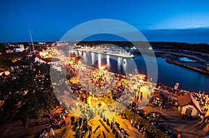 Port Ustka in night
