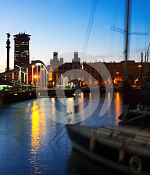 Port Vell in Barcelona during sunset. Catalonia