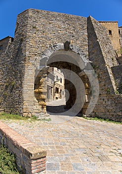 Porta all` Arco, one of city`s gateways, is the most famous Etruscan architectural monument in Volterra