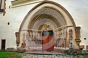 Porta Coeli. Gothic portal of the Romanesque-Gothic Basilica of the Assumption of the Virgin Mary photo