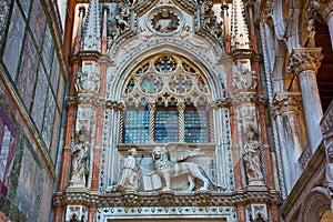 Porta della Carta of the Doges Palace. Venice. Italy photo