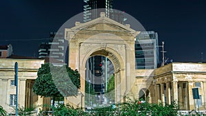 The Porta Nuova city gates night timelapse in Milan Italy