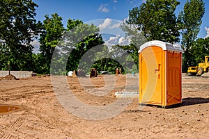 Porta Potty on a construction site.