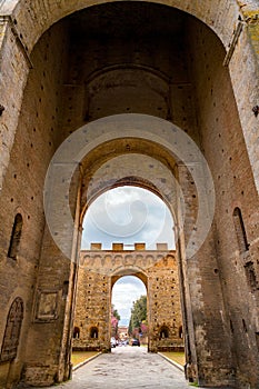 Porta Romana is one of the portals in the medieval Walls of Siena, Italy