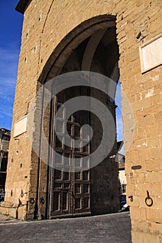 Porta Romana - Roman Gate - in Florence - Firenze - with huge original massive, iron-clad doors.