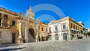 Porta San Biagio at the Piazza d`Italia in Lecce Italy