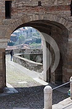 Porta San Giacomo, Upper town of Bergamo, Italy