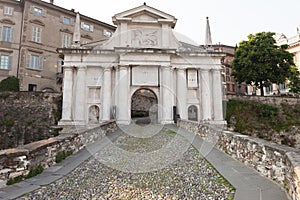 Porta San Giacomo, Upper town of Bergamo, Italy