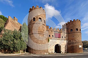 The Porta San Paolo (San Paolo Gate), landmark attraction in Rome, Italy