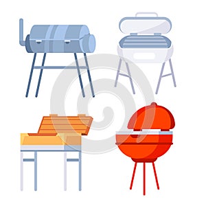 Portable Barbeque grills equipment set. Bbq oven