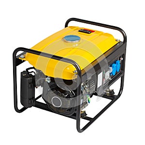 Portable benzin generator. isolated white background. Top view