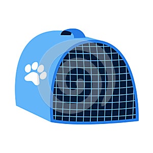 Portable cage for small pets. Transportation of animals dogs and cats. Vector illustration isolated on white background