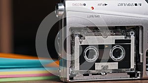 Portable Cassette Voice Recorder With Rotating Microcassette Recording Voice