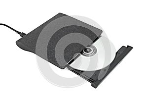 Portable Cd/Dvd external drive on white background