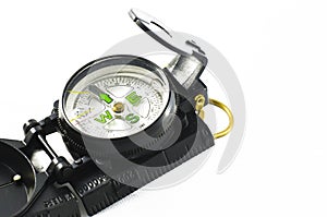 Portable compass on white