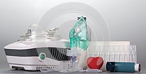 Portable and Compressor inhaler whis mask, dosage medication photo