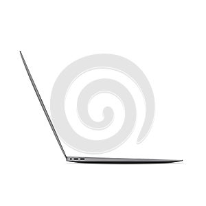 Portable computer, thin opened laptop isolated on white background. Vector illustration.