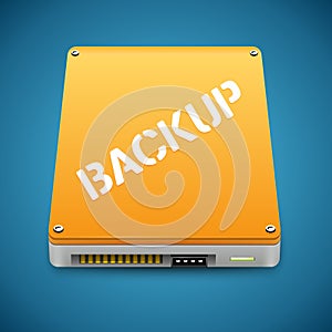 Portable Data Backup Hard Disc Drive Icon