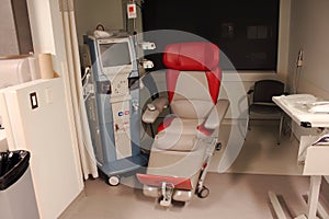 Portable Dialysis machine and chair in hospital room