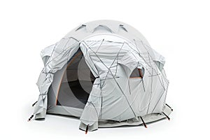 Portable Dome Tent for Outdoor Expeditions Isolated on White. Generative ai