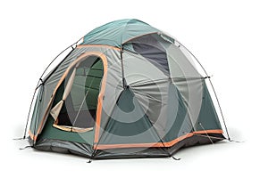 Portable Dome Tent for Outdoor Expeditions Isolated on White. Generative ai