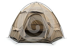 Portable Dome Tent for Outdoor Expeditions Isolated on White. Generative ai