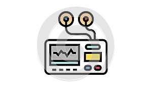 portable electrocardiogram color icon animation