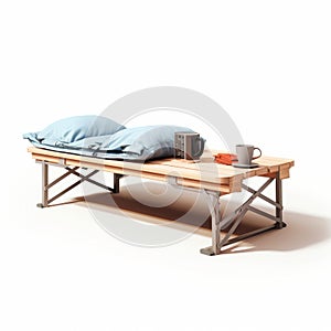 Portable Folding Bed Table With Cup Holder For Camping