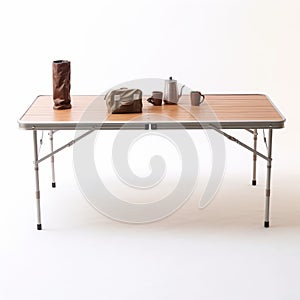 Portable Folding Table For Camping With Coffee Mugs And Water Bottle