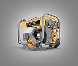 Portable gasoline generator isolated on a gray gradient background 3d render