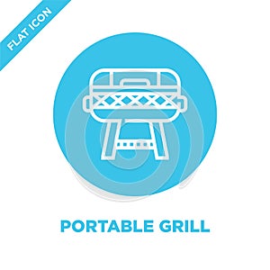 portable grill icon vector from bbq and grill collection. Thin line portable grill outline icon vector  illustration. Linear