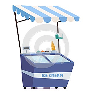 Portable Ice Cream Kiosk With Tent, Serves Delectable Frozen Treats, Creating A Delightful And Inviting Atmosphere
