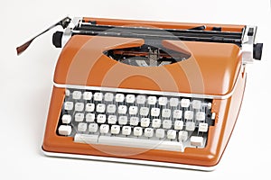 Portable Manual Typewriter In Red Orange
