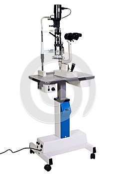 Portable operation surgical microscope isolated on white