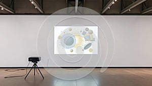 portable projector displaying dynamic ai generated public art installation