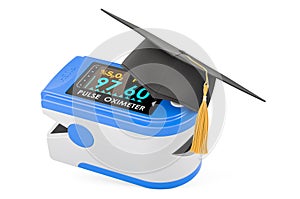 Portable Pulse Oximetry with education hat. 3D rendering