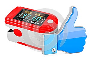 Portable Pulse Oximetry with like icon, 3D rendering photo