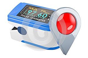 Portable Pulse Oximetry with map pointer. 3D rendering photo