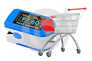 Portable Pulse Oximetry with shopping cart, 3D rendering