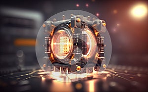 Portable quantum computer cube-shaped abstract concept of future computing