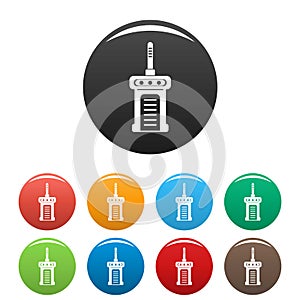 Portable radio icons set color