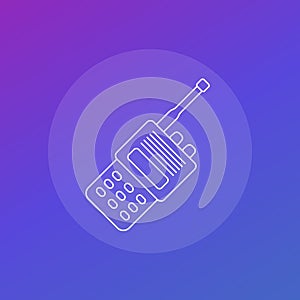 Portable radio set icon, linear vector