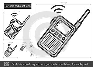 Portable radio set line icon.
