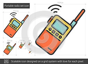 Portable radio set line icon.