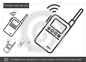 Portable radio set line icon.