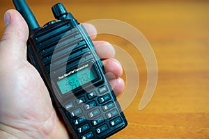 Portable radio transceiver. Portable CB Radio. Handheld walkie talkie photo