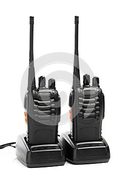 Portable radios Walkie-talkie on charging stations photo