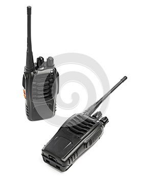 Portable radios Walkie-talkie on white photo