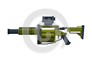 Portable Rocket Launcher, Bazooka Combat Military Army Weapon Object Flat Style Vector Illustration