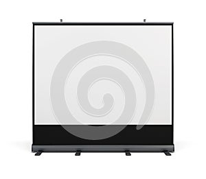 Portable screen for projection on white background. 3d